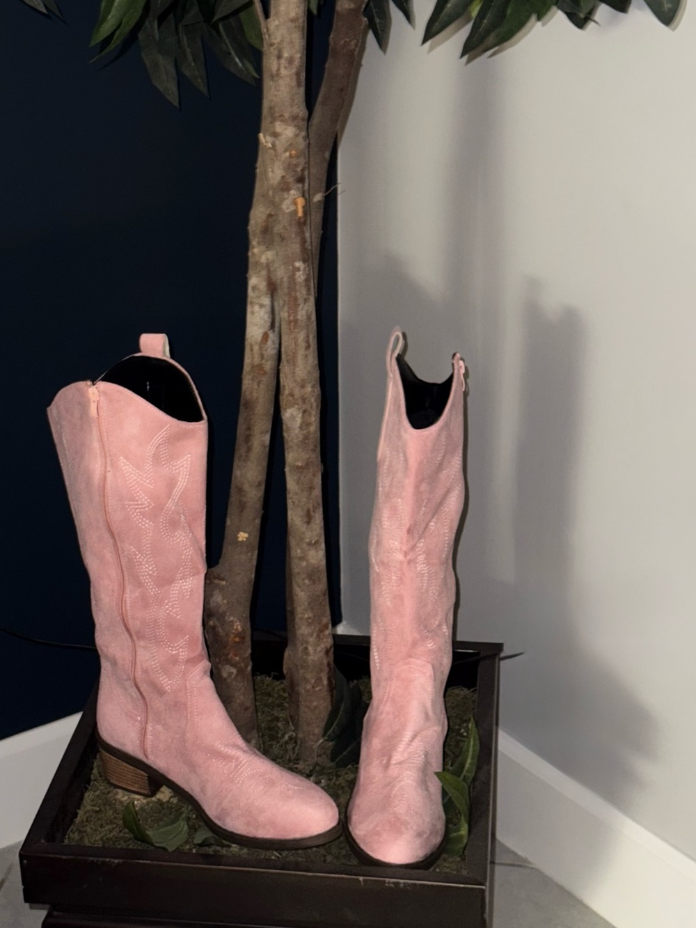 Women's Pink Western Knee-High Boots-New Without Box. Size 36 or 5.5/6.